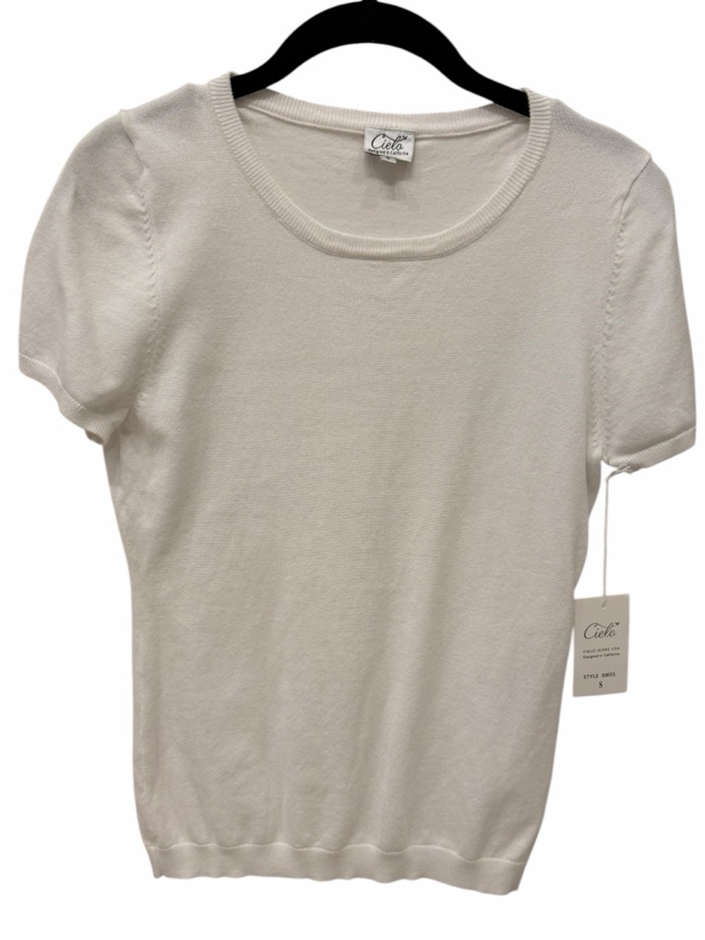 CIELO Lightweight Sweater Short Sleeve PTP 15” White Size Small